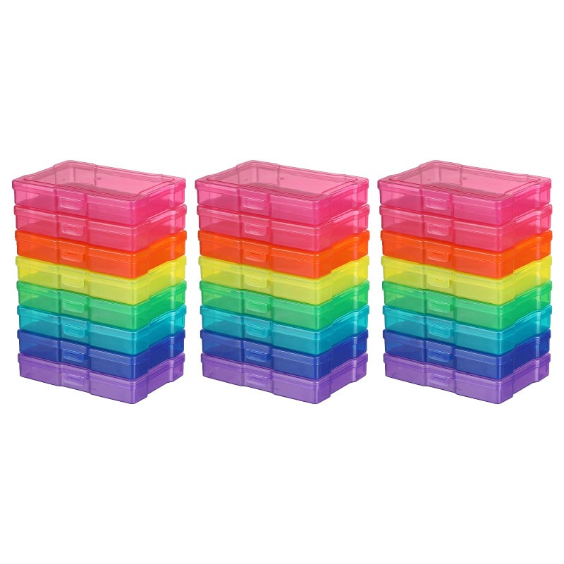 novelinks Transparent 4" x 6" Photo Storage Boxes - Photo Organizer Cases Photo Keeper Picture Storage Containers Box for Photos - 24 PACK (Multi-colored) - Image 1